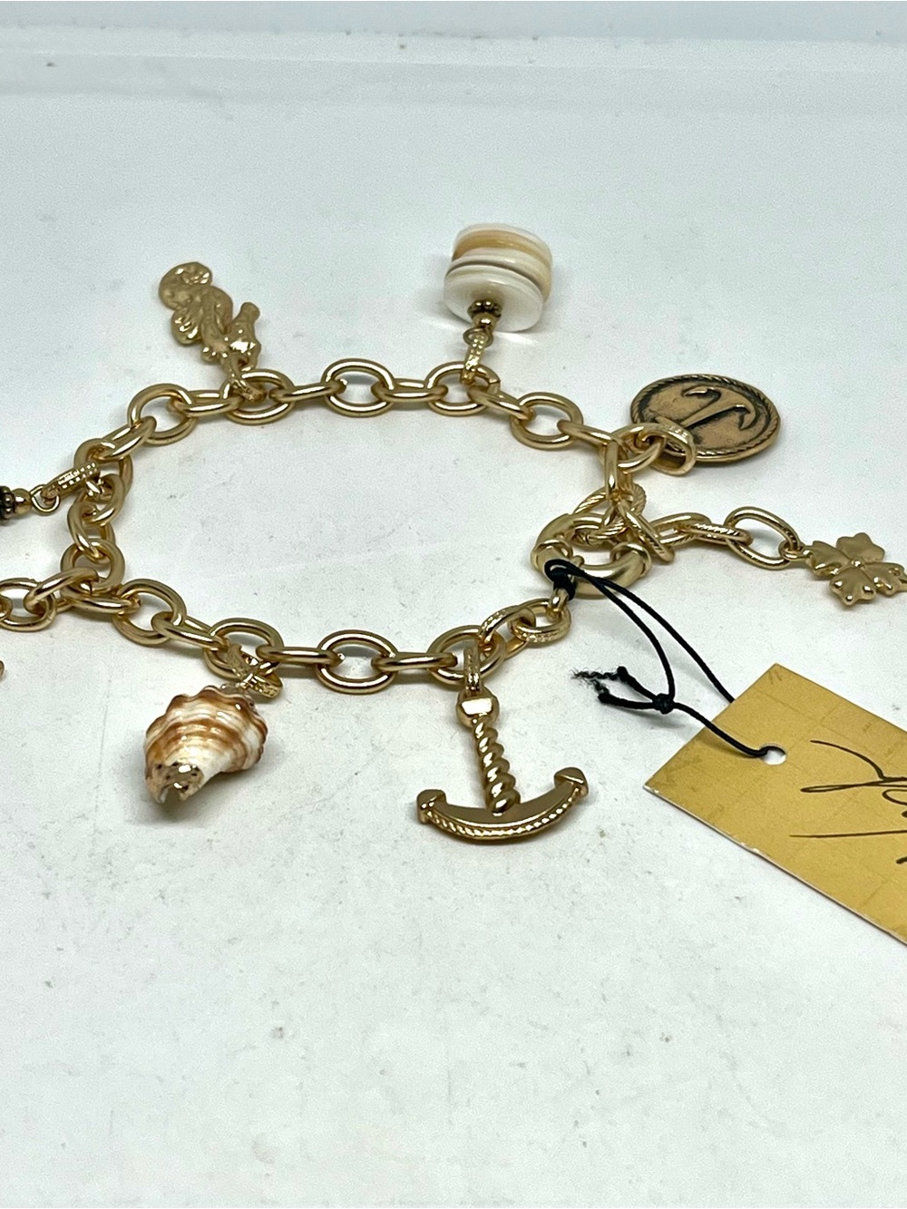 Patricia Nash Gold Tone Anchor & Shell Charm Bracelet
